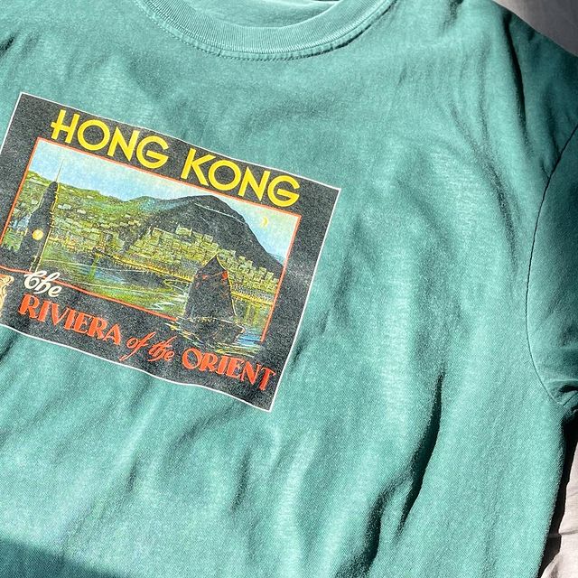 Hong Kong The Riviera of the Orient Crewneck T-Shirt - Ocean Green Relaxed Fit