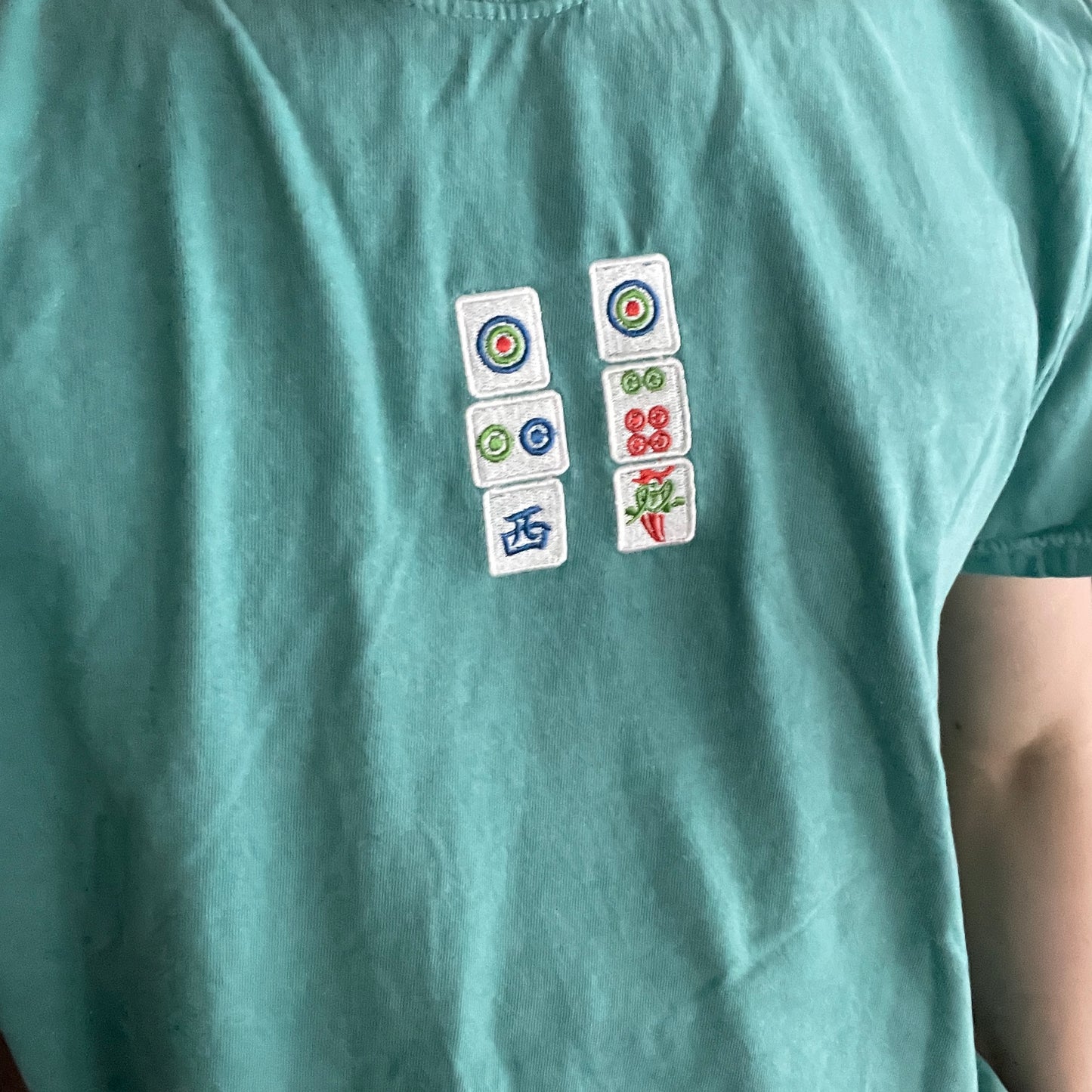 Mahjong Embroidered Crewneck T-Shirt - Relaxed Fit